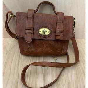 Vintage Fossil Leather Mini Messenger Bag Purse